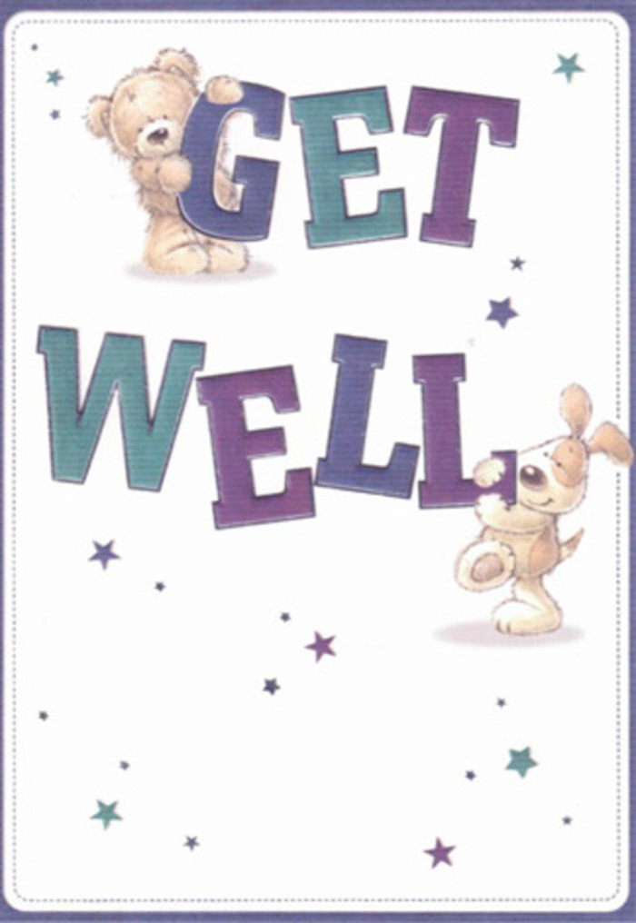 A gentle narrative of comfort and joy unfolds in this delightful get well card, drawing on the welcoming spirit of Belvedere's neighbourhoods. The scene centres on a friendly bear and an enthusiastic puppy, both brimming with expressive innocence as they share a bright, healing message. Large, vibrant letters shaded in tones of luminous purple and watery teal seem to leap from the page with energy-a striking contrast to the soft, inviting cream backdrop that suggests clarity and care. Encircling the central figures, delicate stars glimmer in translucent blue and violet, scattering hope and possibility much like the vibrant spring flowers lining Nuxley Road gardens. The bear's plump, plush texture and the floppy, soft ears of the puppy evoke a tactile sense of hug-like warmth, as if reaching out with the same kindness that fills a thoughtfully arranged bouquet. The soft, luminous artwork casts subtle shadows, grounding the scene with a sense of gentle stability. Designed with the finesse and feeling of a seasoned Belvedere florist, every brushstroke and colour choice serves to uplift and encourage. Whether sent alongside fresh flowers from Flowers Belvedere or on its own, the card is imbued with a sense of optimism that reassuringly bridges distance-a light, joyful embrace crafted for recovery and renewal right here in our local community.