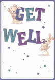 This get well card exudes playful optimism, echoing the welcoming spirit you'll find around Belvedere's tree-lined lanes and friendly florists. Two adorable companions-a soft, round teddy bear and a vivacious puppy-capture attention as they joyfully cradle the bold, multi-hued letters of 'Get Well'. The blend of inky indigo and soothing teal in the text jumps brightly from a gentle cream background, their cheerful vibrancy suggesting hope on even the grayest Belvedere morning. Glistening stars, rendered in a palette of cool sapphire, purple, and aqua, streak merrily across the card, infusing the design with excitement and possibility. There's a tactile magic in the depiction: the bear's fluffy fur and the puppy's velvety-hued ears seem almost tangible, lending reassurance akin to a warm embrace or the fresh scent of a hand-tied bouquet crafted nearby. The overall mood is buoyant yet soothing, ideal for delivering encouragement to a neighbour or loved one, whether recuperating at Queen Mary's Hospital or resting at home. Each element feels carefully placed, much like the thoughtful arrangements made at Flowers Belvedere, combining artistry, comfort, and genuine care into a single, uplifting gesture designed to brighten anyone's road to recovery.